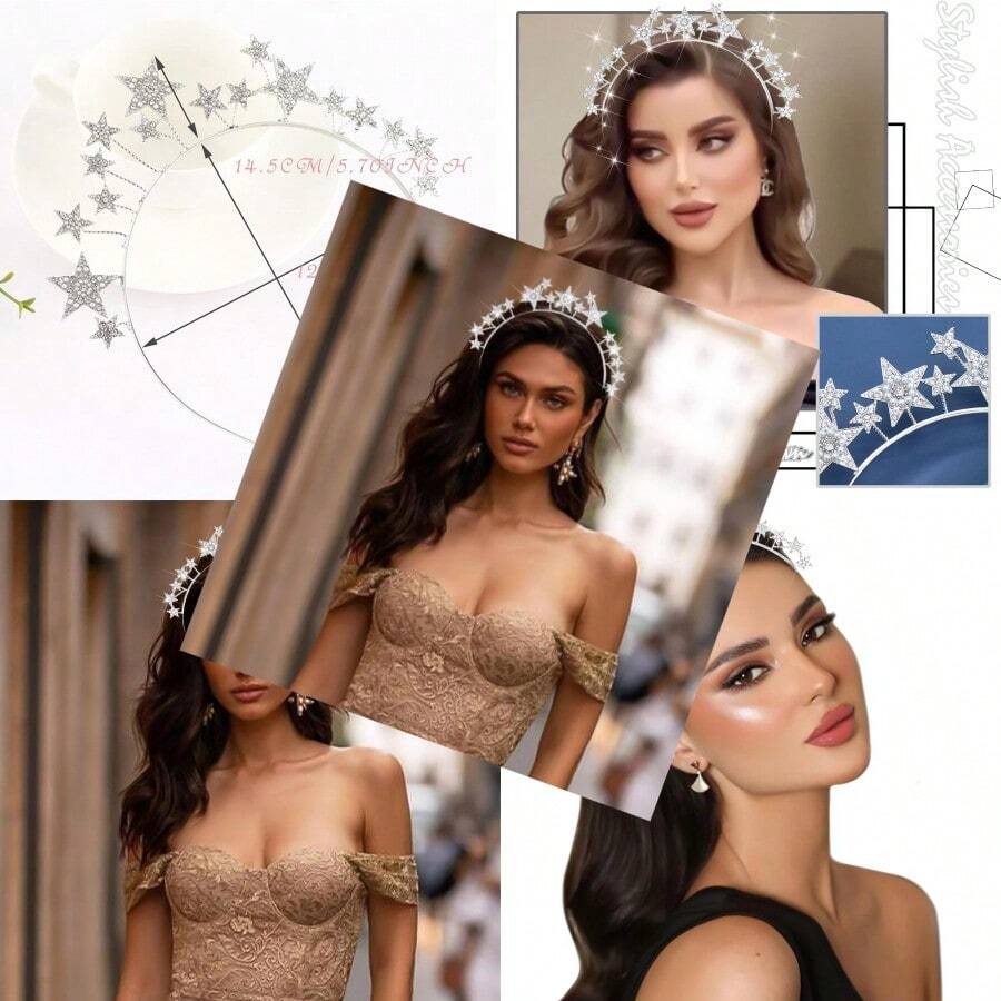 Halo Crown Stars Rhinestone Crown Headbands Goddess Headpiece Crystal Halo Headbands