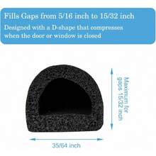 19.7Feet Rubber Weather Stripping Door Seal, Self-Adhesive Seals For Door Window Gap, Soundproofing, Insulation Strip, Door Sealers For Door Frame (Black),24337858 - 黑色 - 查看 2