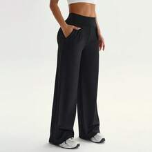 Women'S Casual Solid Color Wide Leg Sweatpants, Autumn/Winter Tights