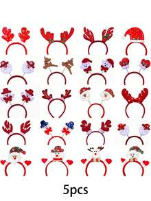 1/5 piezas Conjunto de diademas con elementos navideños, adecuado como regalo de Navidad para amigos, fiestas navideñas, tocados festivos, diademas temáticas, diseños navideños, tela ligera, textura suave, tocados festivos, diademas navideñas, regalos para amigos, invitados a la fiesta, regalos, viajes, regalos para mujeres, accesorios para el cabello, rellenos de calcetines