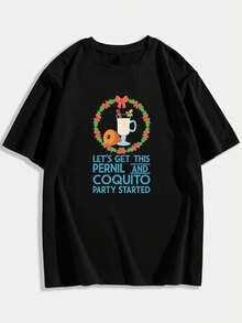 PLUS SIZE Casual Graphic Print Tee Lightweight Jersey Cotton Breathable Regular Fit Modern Everyday – Year-Round Comfort - Black - View 2