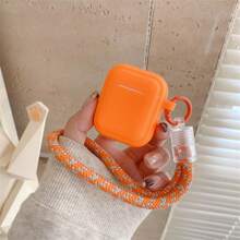 钥匙扣、挂绳简约橙色腕带耳机盒兼容 Pro 第 1/2/3/4 代蓝牙保护套 - 橘色 - 查看 4