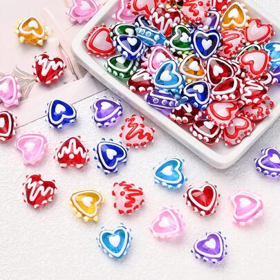 3 piezas de cuentas de vidrio pintadas a mano de 17 mm en colores de caramelo de San Valentín, accesorios unisex para parejas, adecuados para hacer joyas DIY, pulseras, collares y manualidades, cuentas para hacer joyas de regalo de San Valentín