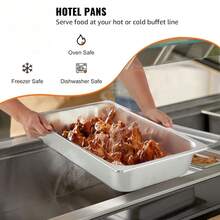 1-2-4 件装全尺寸蒸锅，4 英寸深，13 升容量 - 适用于烤箱、酒店的不锈钢食品容器 - 防卡设计 - 銀色 - 查看 7