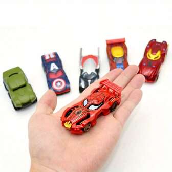 Marvel 6pcs Avengers Car Hulk Ironman Spiderman Action Figures Racing Model Toy For Boys Gift