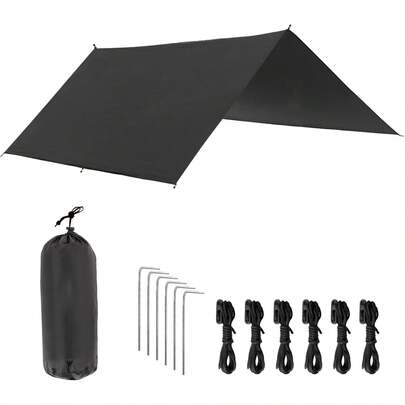 Tarp Rain Fly Tarp Waterproof Tent Cover Hiking Shelter Foldable Lightweight Waterproof For Camping And Protection Against Rain, Snow And Sun