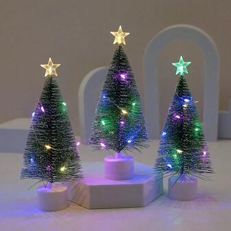 1pc Christmas LED Pine Needle 7-Color Changing Christmas Tree Decor, Glowing Candle Light Creative Small Lantern Desktop Ornament, Christmas Gift Christmas Decorations Home Christmas Gifts Christmas Decor