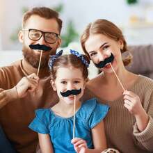 24 Pieces Self Adhesive Mustaches,Novelty Beard,Black Mustache Costume Party Supplies,Halloween,Performance,Masquerade Accessories - 1 - View 5