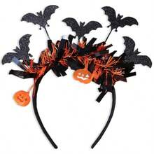 Halloween Bat Headband Black Pumpkin Glitter Bat Headband For Women For Halloween Hair Accessories For Women