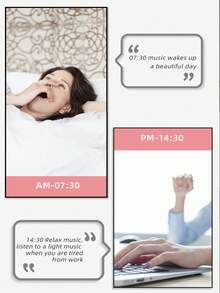 AKKHOO 无线蓝牙音箱带镜面显示，卡槽闹钟，手机支架，实时温度显示，双闹钟模式，多功能蓝牙音箱 - 黑色 - 查看 7