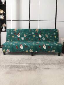 Funda de sofá con temática navideña, decoración de fiesta navideña para protección del hogar y los muebles - Tela suave y elástica adecuada para restaurantes, apartamentos, dormitorios, hoteles, decoración navideña del hogar, decoración navideña, decoración festiva, decoración estacional, funda de cojín festiva ajustada, decoración de dormitorio