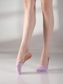 Half-Toe Knitted Dance Shoes, Half-Sole Dance Shoes, Cheerleading Rhythmic Gymnastics Shoes, Ballet Dance Socks Shoes, Rotational Shoes, Silicone Elastic Band, Non-Slip - Purple - View 3