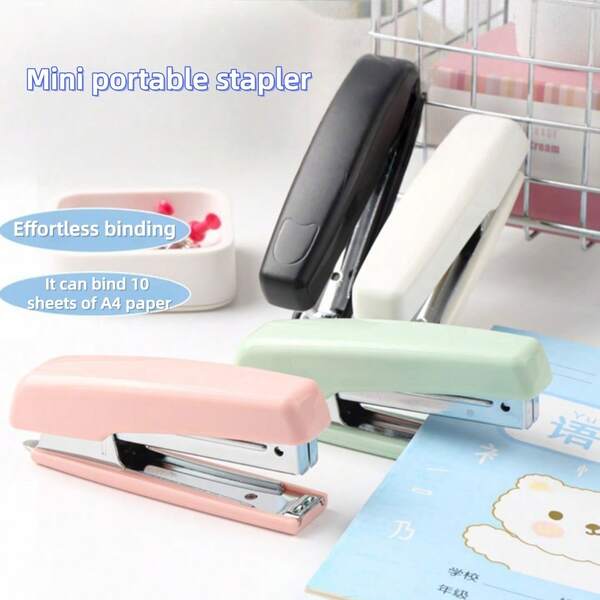 1 pezzo Mini Cucitrice Senza Sforzo, Cucitrice Portatile Con Design Di Sollevamento Posteriore, Adatta Per Scuola, Casa, Ufficio