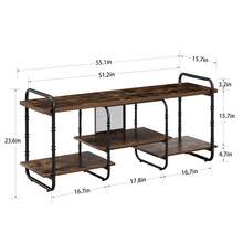 VECELO 75" Industrial TV Stand With Adjustable Shelves, Sturdy Engineered Wood & Metal Frame Entertainment Center,  Console Table With Storage, Brown - Brown retro - 查看 9