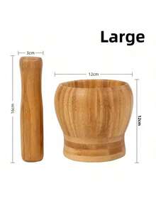 1/2 Set Bamboo Garlic Crusher & Grinder - Manual Handheld Garlic Crusher, Portable Hand Tool For Crushing Garlic, Ginger, And Spices - High-Quality Bamboo Fresh Herb And Ingredient Crusher, Spice Grinder | Natural Wood Design | Wooden Grinder, Garlic Crusher - Bamboo Wood Color - View 2