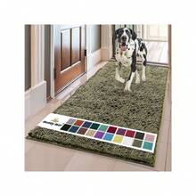 Super Absorbent Microfiber Dog Door Mat For Muddy Paws, Non-Slip Washable Quick Dry Chenille Entryway Carpet, Machine Washable Indoor Outdoor Mat, Beige 28"X18" - 軍綠色 - 查看 8