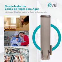 OVAL Dispensador de Conos de Papel | Despachador de Conos para Beber Agua | Capacidad 250 Conos de Papel para dispensadores de Agua | Uso Rudo | Color Humo Transparente - 1 - Ver 7