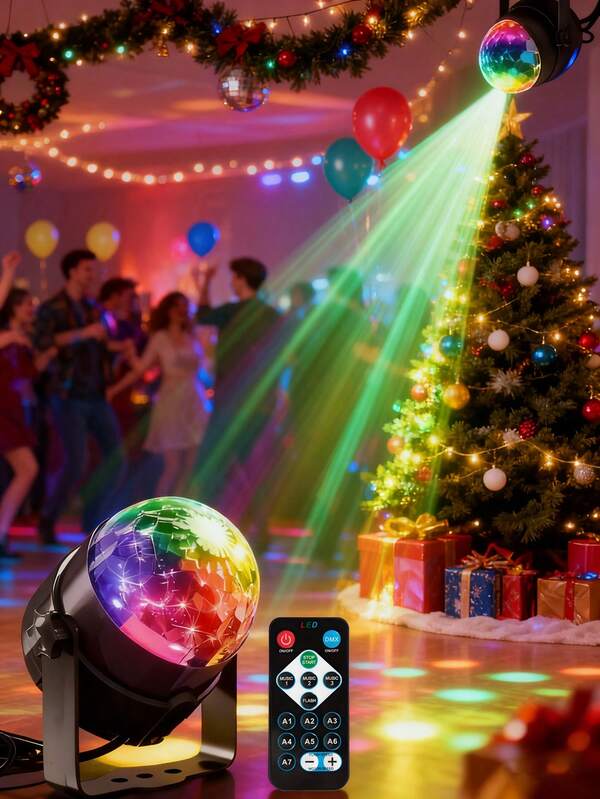 7-Color Rotating Flashing LED Crystal Magic Ball Light, USB Powered RGB Rotating Stage Light, Suitable For Living Room, Bedroom Decor, Party, KTV, Stage, Christmas, Wedding, Club Atmosphere Creation