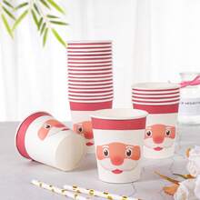 Einweg-Geschirr-Set in Form des Weihnachtsmanns, 7/9 Zoll Einweg-Weihnachtsparty-Pappteller, Einweg-Papierbecher, -Teller, -Servietten, geeignet für 10/24 Gäste, passend für Feierlichkeiten, Weihnachtsdekoration, besonders geeignet für Weihnachtsveranstaltungen und Partyartikel.