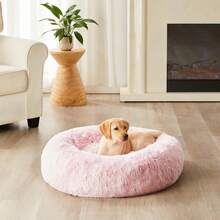 Cozy Self-Warming Faux Fur Donut Cuddler Round Plush Pet Bed (20 X 20 X 8 Inch, Light Pink) - màu hồng nhạt - Xem 6