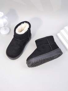 Autumn And Winter New Children's Snow Boots, Medium And Large-sized Children's Flat-bottomed Girls' Shoes, Thick-bottomed Boys' Warm Boots, Baby Ankle Boots With Plush - Black - View 9