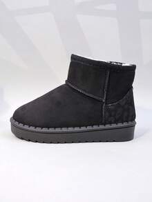 新款秋冬儿童雪地靴，中童平底鞋，毛绒厚底男童/女童保暖靴，幼儿短靴