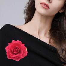 Halloween Burgundy Rose Hair Clips And Barrettes - 5 Pack Handmade Cute Flower Brooch Pins Women's Fashion Party Decoration Cosplay Costume Headpiece