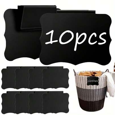 10pcs Reusable Clip-On Storage Basket Labels - Removable Plastic Labels For Storage Bins, Pantry & Fabric Baskets, DIY Design, Ideal Home Organization Tool