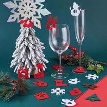 9/18 pezzi Anelli per bicchieri da vino natalizi, decorazioni a tema albero di Natale, fiocco di neve, renna, decorazioni per feste, decorazioni fai-da-te per bicchieri da vino - Multicolore - Visualizzare 1