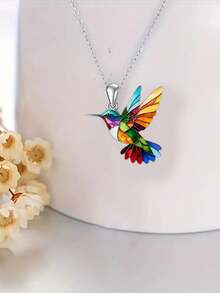 1PC Fashion Creative Colorful Bird Pendant Necklace Summer Dopamine Personalized Clavicle Necklace Pendant - Colorful - View 2