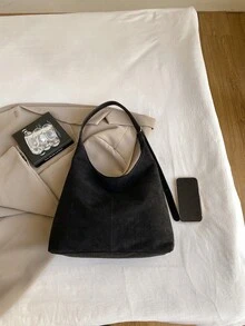 Neue vielseitige einfarbige PU Umhängetasche, lässige minimalistische Baguette Tragetasche