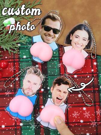 Custom Funny Keychain, Personalized Photo Keychain, Customized Pinch Keychain, Customizable Picture Couple Keychain, Acrylic Key Chain, Custom Keychains Holidays, Anniversaries, Bag Charms, Cute, Adorable, Stylish, Unisex, Decompression, Christmas Gifts, Christmas, Unique, Boyfriend, Friend, Family