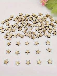 100 件迷你木制星星装饰，双面金色闪亮星星装饰，未完成的空白木制星星切片木制工艺品，适用于圣诞节装饰、DIY 剪贴簿派对工艺品、圣诞节餐桌装饰、节日派对装饰、居家装饰、节日礼物、生日、婚礼、母亲节、情人节 - 彩色 - 查看 8