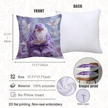 MEMNUN 4 件圣诞老人、圣诞树、驯鹿、雪人礼盒，白色印花涤纶抱枕套 [无枕芯]，17.7 * 17.7 英寸（45 * 45 厘米），[单面印刷] 圣诞快乐靠垫套，圣诞装饰，房间装饰，家居装饰，卧室装饰，沙发、床、客厅、卧室、汽车、办公室、酒店装饰的房间装饰用品，送给家人和朋友的圣诞礼物 - 彩色 - 查看 3