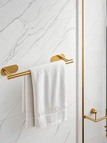 1pc Bathroom Towel Bar, No Drilling Towel Rack, Wall Mounted Bathroom Hanger, Cloth Rack - Multicolor - View 14