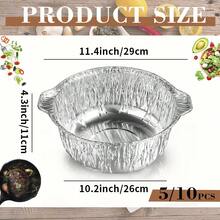 5/10pcs Set Thick Aluminum Foil Pot With Lid, Lightweight Cookware For Holiday Cooking, Compact Design, Durable, Suitable For Home Bakers And Outdoor Enthusiasts