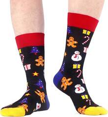Men's Funny Novelty Crazy Pattern Dress Socks For Gifts - Red/Green/Black/Blue/Multicolor Christmas-4m - View 9