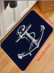 1 pieza Felpudo moderno con estampado de ancla - Navidad - Feliz Navidad - Decoración navideña - Decoración diaria - Regalo navideño - Alfombra de entrada - Alfombra de exterior - Alfombra de interior - Alfombra pequeña - Franela suave 900GSM, lavable a máquina, resistente, resistente a las manchas, de secado rápido, apto para felpudos de interior/exterior, decoración del hogar, decoración de habitaciones, alfombra de dormitorio, alfombra de cocina, fotografía, accesorios, decoración de exteriores, regalos navideños, alfombras de área, todo el año