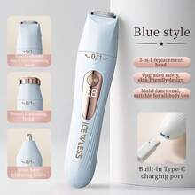 2025 New Women's 3-In-1 Portable Electric Shaver, Unisex - Multi-Functional LED Display, USB Charging, Includes Pubic Hair Trimmer, Ear And Nose Hair Trimmer, Lip Hair Trimmer - Multicolor - View 15