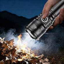 High Lumen Aluminum Alloy Ignition Flashlight, Equipped With 21700 Lithium Battery, 3000mAh Ultra-Long Battery Life, Suitable For Wilderness Survival, Camping, Fishing And Night Cycling, Rechargeable, For Travel - Black - View 4