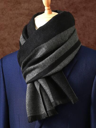 1pc Men's Business Scarf, Luxury Printed Scarf Suitable For Men And Women, Fashion Scarf For Business, Classic 180*30CM Tassel Shawl Plaid Scarf