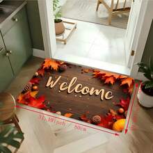 [YH]The Flannel Floor Mat With The Word "Welcome" Printed On It And Surrounded By Autumn Elements Such As Maple Leaves And Pine Cones Is Not Only Suitable For Kitchens, Living Rooms, Entrances/Doorways, Corridors, And Balconies, But Also Has The Characteristics Of Softness, Comfort, And Durability.It Can Also Be Used As A Beautiful Decorative Floor Mat In Autumn - trắng - Xem 5