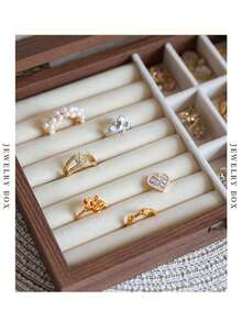 1 Pc. Large-Capacity Vintage Walnut Jewelry Storage Box. Clear Glass Allows For Intuitive Storage, Making It Easy To Access And Store. The Delicate, Glossy Texture Is Durable And Easy To Wipe, Ensuring A Neat Appearance Even With Long-Term Use. The Drawer-Style Compartments Allow Necklaces, Earrings, Bracelets