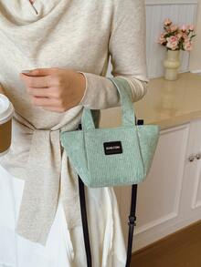 Bolsa de veludo cotelê feminina, bolsa de ombro minimalista, mini bolsa transversal - A - Ver 6