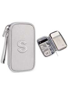 1个DIY个性化数据线收纳袋，26字母图案便携式旅行电子产品整理袋，适用于硬盘、移动电源、耳机、充电器、手机壳、无线耳塞、蓝牙耳机、耳麦等，商务旅行必备 - 彩色 - 查看 86