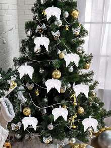 10pcs White Angel Wings Christmas Decorations, Angel Feather Wings Christmas Tree Hanging Ornaments, DIY Crafts Decorations, Garland Accessories For Christmas Family Gatherings, Christmas Party Decoration - Multicolor - View 7