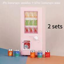 7pcs Mini Beverage Machine Set, Includes 1 Beverage Dispenser And 6 Canned Realistic Mini Beverages With Pull Rings, Suitable For Dollhouse Supermarket Small Models, Creative Scene Photography Props, Ideal Collector's Gift, Kitchen Accessories, Dollhouse Decor, Cute And Durable Ornament, Applicable For Room Decor, Micro-Landscape Decor, Dollhouse Accessories, Desktop Decoration