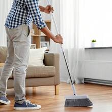 LIVINGANDHOME Living And Home Folding Broom And Dustpan Set,90° Rotable Dustpan With 180° Rotating Head,Cleaning Tools Set For Floor Cleaning - Greyish White - View 4