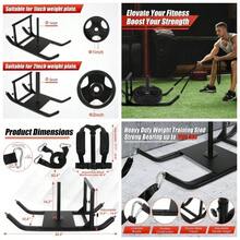 GDFISH Large Weight Sled, Adjustable Height Handle Push Sleds, Workout Fitness Sled Training Running Speed, Compatible With 1 2 Weight Plate, Easy Obstacle Grass, Sand, Cement