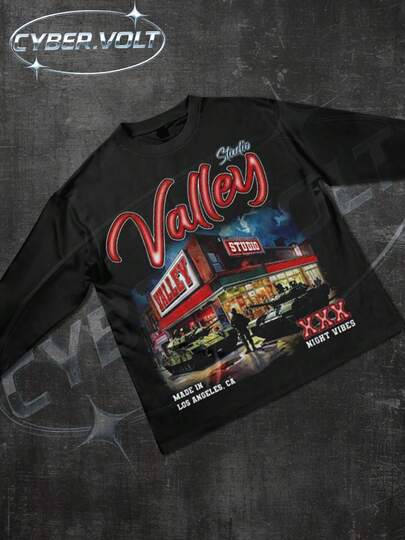 Vintage Long Sleeve Shirts ,Graphic T Shirt Cotton,Fashionable Hip-Hop For Men -  Long Sleeve T-Shirts, Funny Vintage Shirts,Regular Fit, Street Style, Digital Print,  Ideal Gift